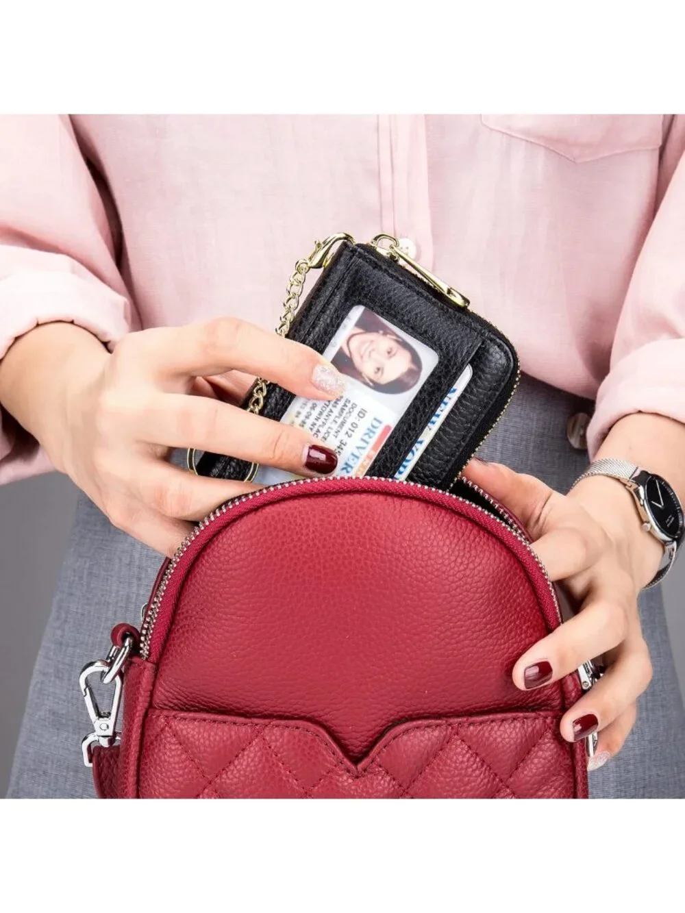 RFID Small Leather Card Wallet for Women - Stylish Credit Card Holder Case